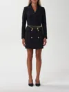 Elisabetta Franchi Belted Crepe Coat Dress In Schwarz
