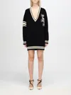 Elisabetta Franchi Jacquard Logo Wool Jumper Dress In Schwarz