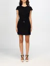 Elisabetta Franchi Stretch Viscose Dress With Logo In Schwarz