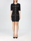 Elisabetta Franchi Fitted Black Mini Dress With Button-down Front And Gold-chain Detailing In Schwarz