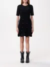 Elisabetta Franchi Fitted Mini Dress With Textured Design And Flared Hem In Black