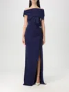 Elisabetta Franchi Draped One-shoulder Dress With Side Slit In Blue
