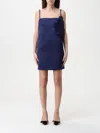 Elisabetta Franchi Embroidered Flower Duchesse Dress In Blue