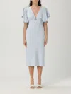 Elisabetta Franchi Scalloped Sleeves V-neck Midi Dress