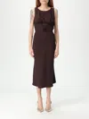 Elisabetta Franchi Midi Dress With Corset Effect In Brown