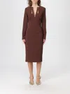 Elisabetta Franchi Midi Fit Dress In Brown