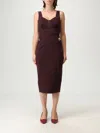 Elisabetta Franchi Fitted Midi Dress With Sweetheart Neckline In Brown