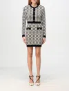 Elisabetta Franchi Chic Viscose Dress With Embellished Buttons In Butter