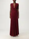 Elisabetta Franchi Burgundy Evening Dress With Deep V-neckbodice In Brown