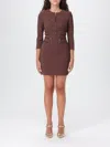 Elisabetta Franchi Merlot Midi Dress With Zipper Detailing In Brown