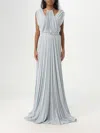 Elisabetta Franchi Knee Length Sleeveless Dress With Belted Waist In Hellblau