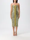 Elisabetta Franchi Sequin Strapless Midi Dress In Green