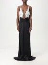 Elisabetta Franchi Cutout V-neck Floral Floor-length Sleeveless Dress In Ivory