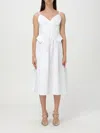 Elisabetta Franchi Cotton Poplin Dress With Peplum In Ivory