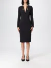 Elisabetta Franchi Light Crepe Dress With Black Jewel Chain In Black