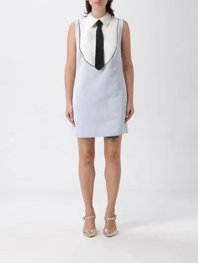 Elisabetta Franchi Tie Collar Mini Dress In Blue