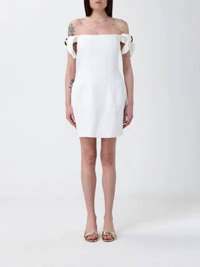 Elisabetta Franchi Ivory Silk Dress In White
