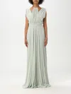 Elisabetta Franchi Red Carpet Dress Made Of Lurex Jersey Fabric With Belt In Mint