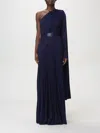 Elisabetta Franchi Logo-engraved One-shoulder Dress In 海军蓝