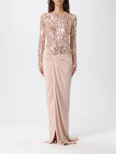 Elisabetta Franchi Red Carpet Sequin Embellished Draped Dress In Neutral