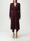 Elisabetta Franchi Bordeaux Midi Dress With Deep V-neck In Purple