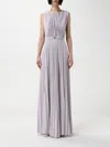 Elisabetta Franchi Red Carpet Dress Made Of Lurex Jersey Fabric With Belt In Violet