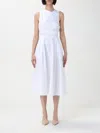 Elisabetta Franchi One Shoulder Pleated Maxi Dress In White