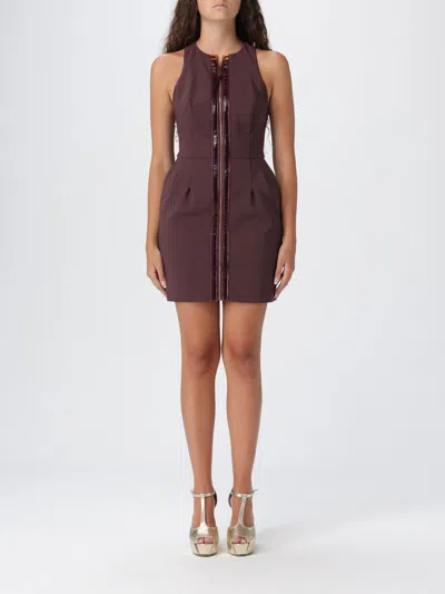 Elisabetta Franchi Sleeveless Mini Dress In Brown