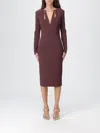 Elisabetta Franchi Midi Fit Dress In Burgundy