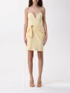 Elisabetta Franchi Crepe Dress With Macro Bow In Yellow