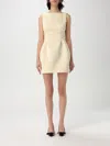 Elisabetta Franchi Boat-neck Satin Mini Dress In Yellow
