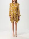 Elisabetta Franchi Pink Green Dress With Flowers In Yellow