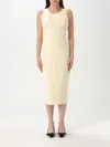 Elisabetta Franchi Contrast Piping Crêpe Sheath Dress In Yellow
