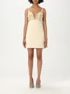 Elisabetta Franchi Floral-appliqué Dress In Yellow