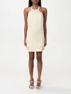 Elisabetta Franchi Dress In Duchess Satin With Satin Bows In Yellow