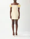 Elisabetta Franchi Short Black Dress With Rose-shaped Straps In Neutral