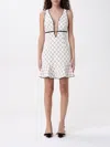 Elisabetta Franchi Diamond-print Crepe Mini Dress In Yellow Cream