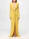 Elisabetta Franchi Piercing-detail Jersey Gown In Gelb