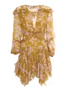 Elisabetta Franchi Curry Quarzo Mini Dress With Ruches In Giallo