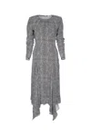 Elisabetta Franchi Python Print Dress Long Sleeves In Gray