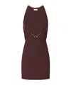 Elisabetta Franchi Bordeaux Sleeveless Dress With Chain Decoration On The Front In Fabric Woman In Brown
