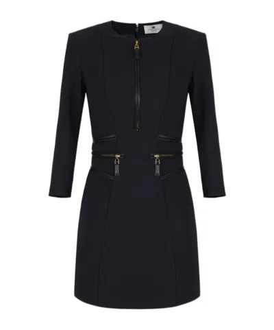 Elisabetta Franchi Dress In Double Layer Crêpe With Zip In Black