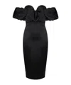 Elisabetta Franchi Dress In Duchess Satin With 3d Neckline In Black