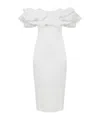 Elisabetta Franchi Dress In Duchess Satin With 3d Neckline In White