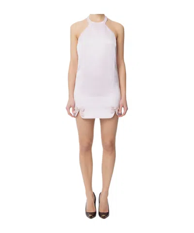 Elisabetta Franchi Dress In Duchess Satin With Satin Bows In Yellow