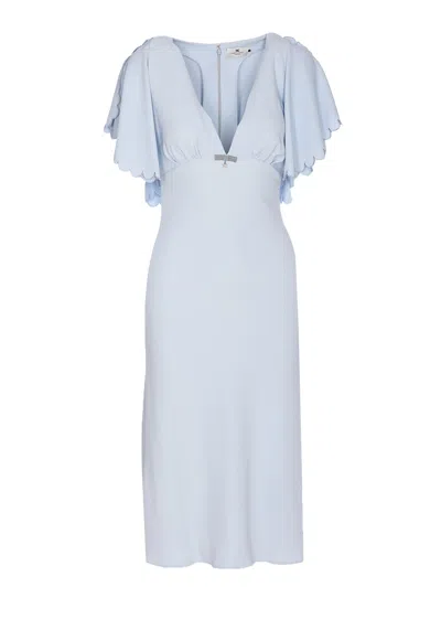 ELISABETTA FRANCHI DRESS IN LIGHTWEIGHT CREPE FABRIC WITH EMBROIDERED SCALLOP