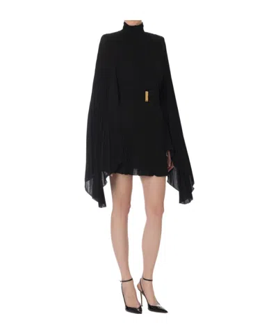 Elisabetta Franchi Dress In Lurex Jersey Fabric With Asymmetric Sleeves In Black