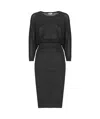 Elisabetta Franchi Black Viscose Midi Dress With Perforated Detailing In Black