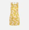 Elisabetta Franchi Printed Duchesse And Tulle Dress In Yellow