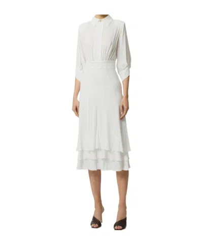 Elisabetta Franchi Dress In Viscose Georgette Fabric In White